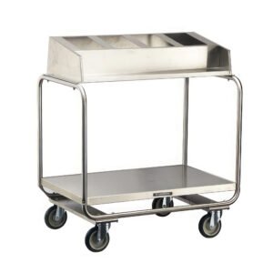 Lakeside 214 Tray & Silver Cart w/ Angle Frame & (4) 1/3 Size Pans
