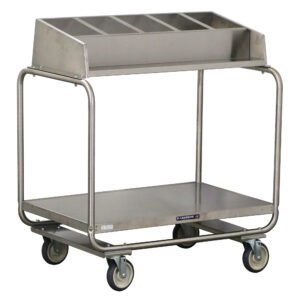 Lakeside 216 Tray & Silver Cart w/ Angle Frame & (5) 1/4 Size Pans