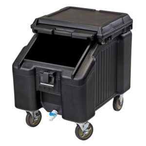 Cambro ICS100L4S110 100 lb SlidingLid™ Insulated Mobile Ice Caddy - Plastic, Black