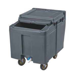 Cambro ICS125L191 125 lb SlidingLid™ Insulated Mobile Ice Caddy - Plastic, Granite Gray