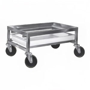 Channel Poultry Crate Dolly w/ Drip Pan - 23" x 28" x 13", Aluminum (SPCD-A)