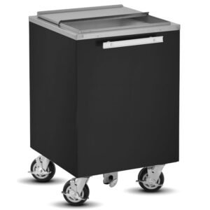 FWE IC-200 200 lb Insulated Mobile Ice Caddy - Stainless Steel/Plastic, Sterling Ash